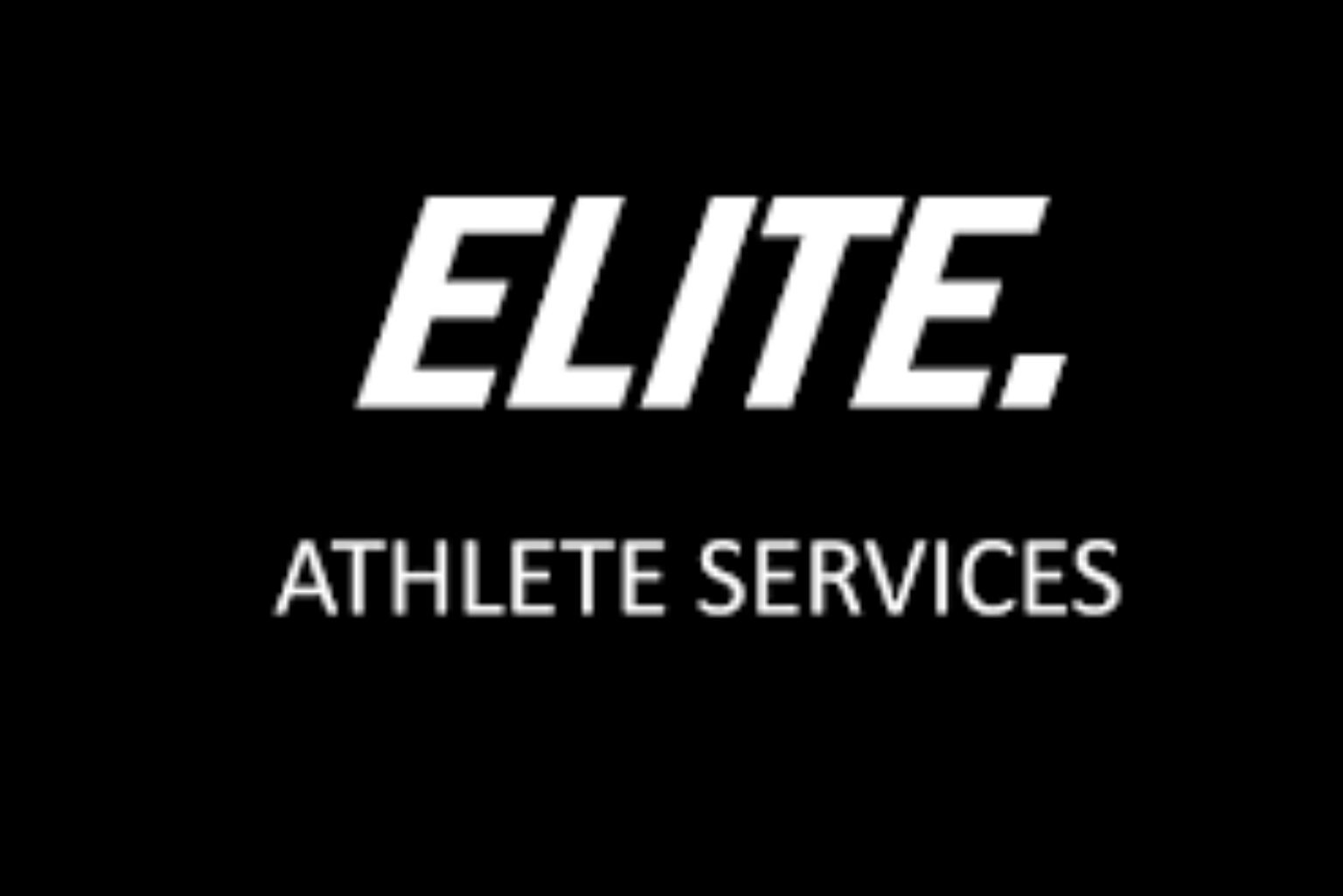 Logo for Elite Athlete Services with bold white text on a black background.