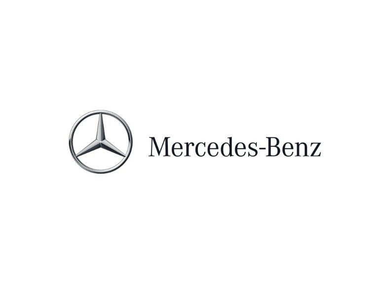Mercedes-Benz logo with silver star and text.