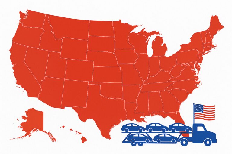 Map of the United States with a cluster of blue cars in the southeast.