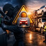 Car theft prevention and transportation illustration.